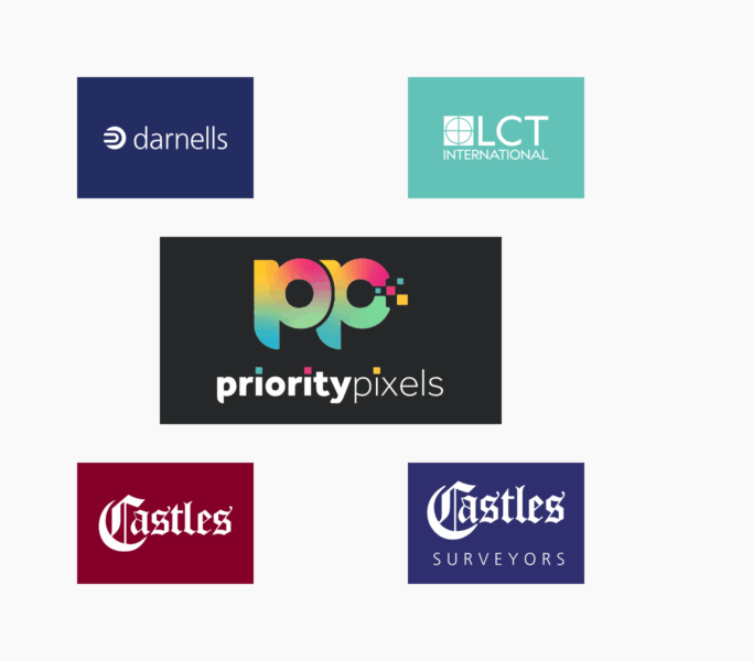Priority Pixels professional services clients: Darnells chartered accountants, LCT International corporate training, Castles Surveyors and Castles estate agency.