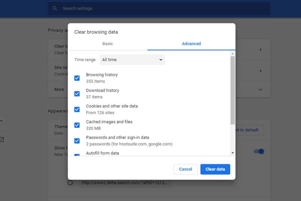 Google Chrome Desktop Browser Settings