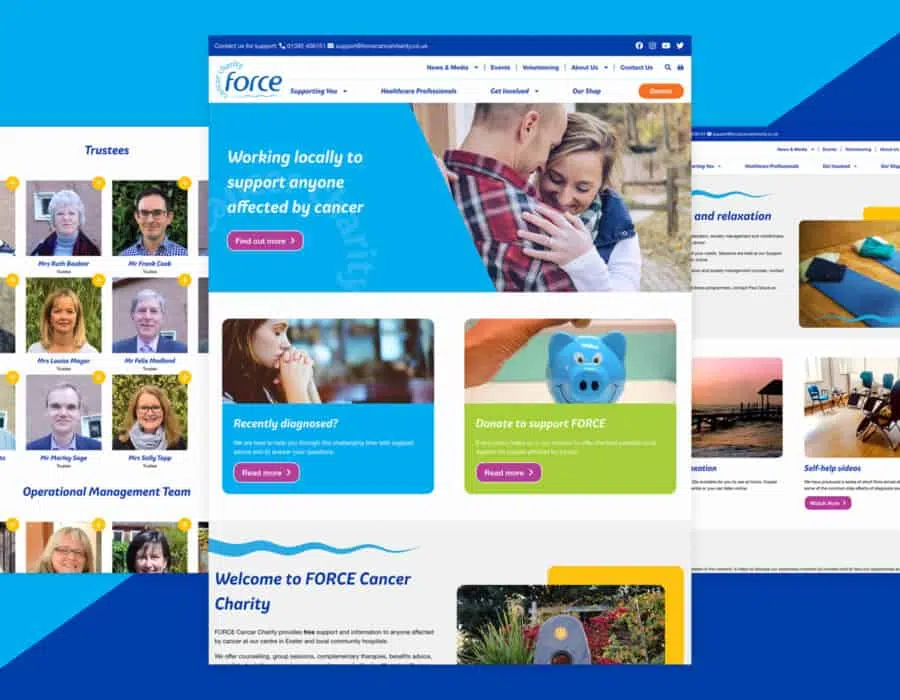 Web design and support for Exeter based cancer charity