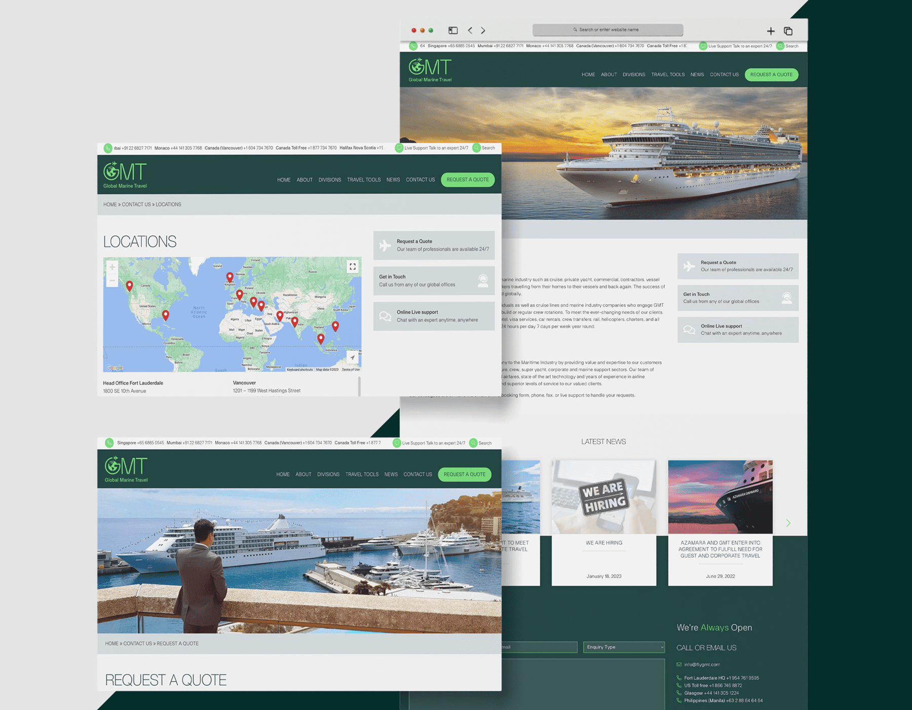 Website design for world-leading maritime travel management company