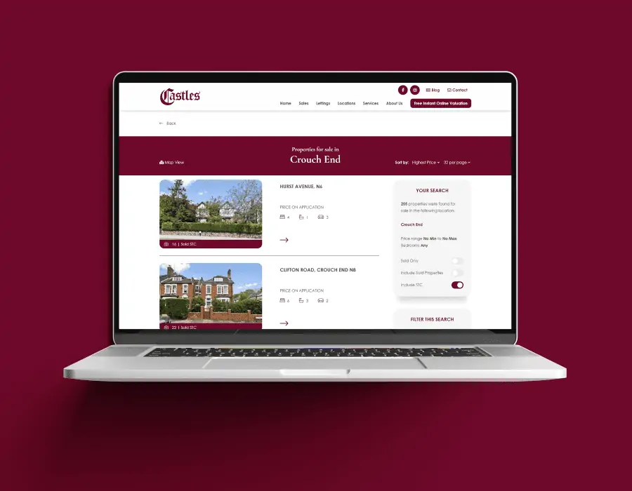 Bespoke web design and digital marketing for London based Estate Agency