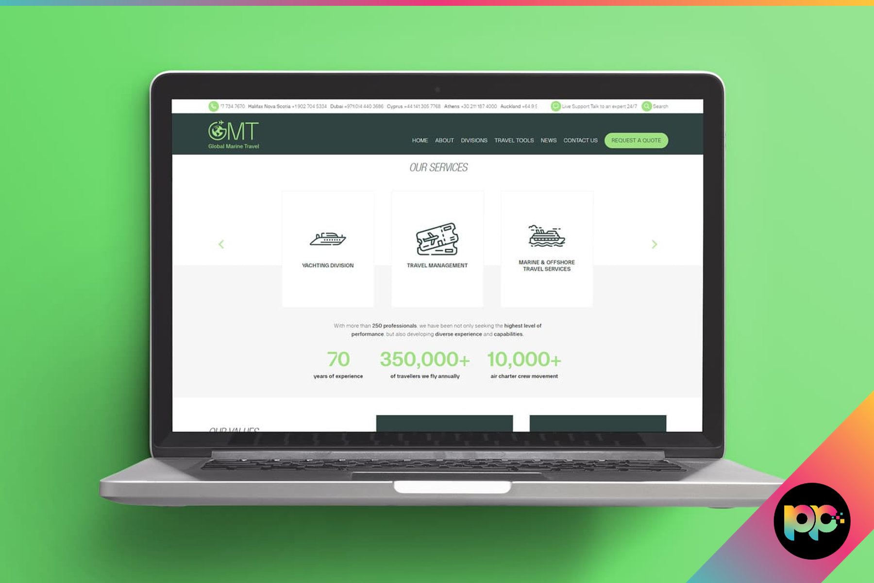 Interactive New Landing Page for Global Marine Travel