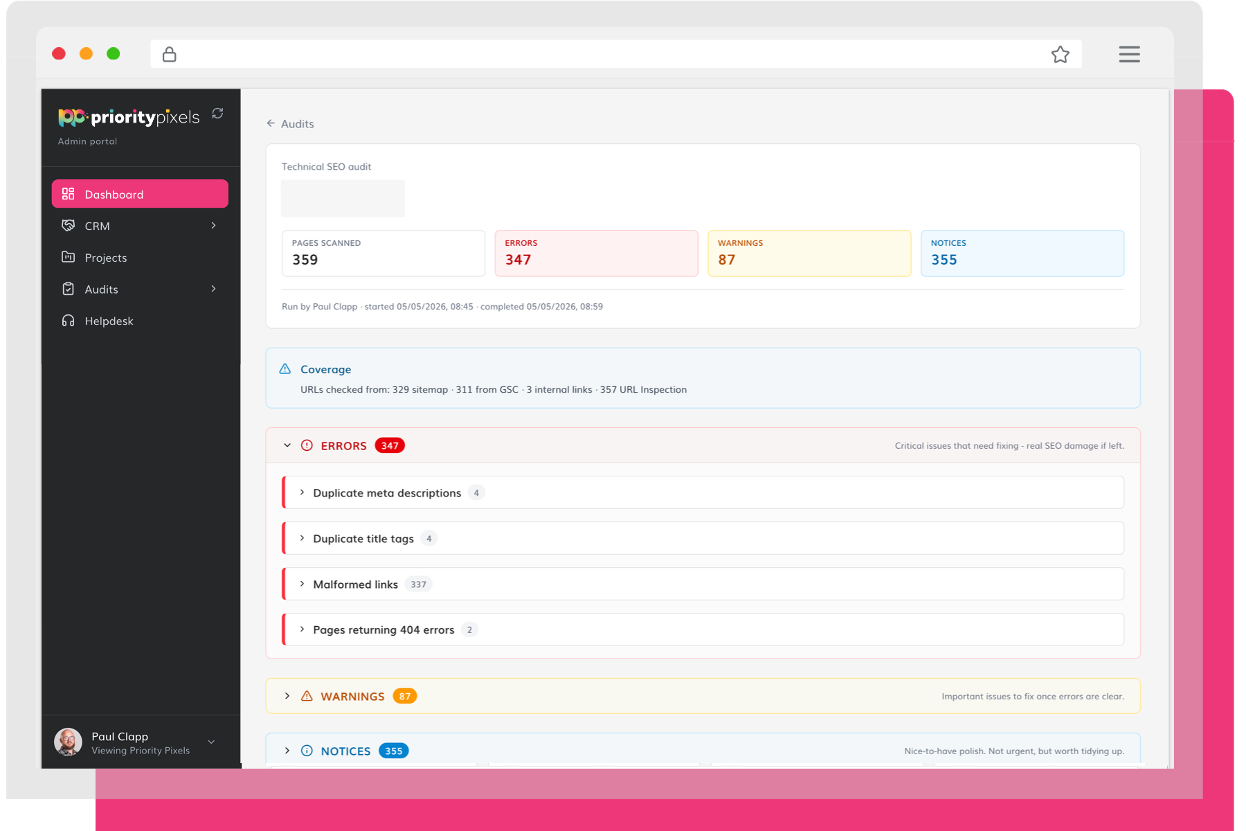 Client Hub - Priority Pixels
