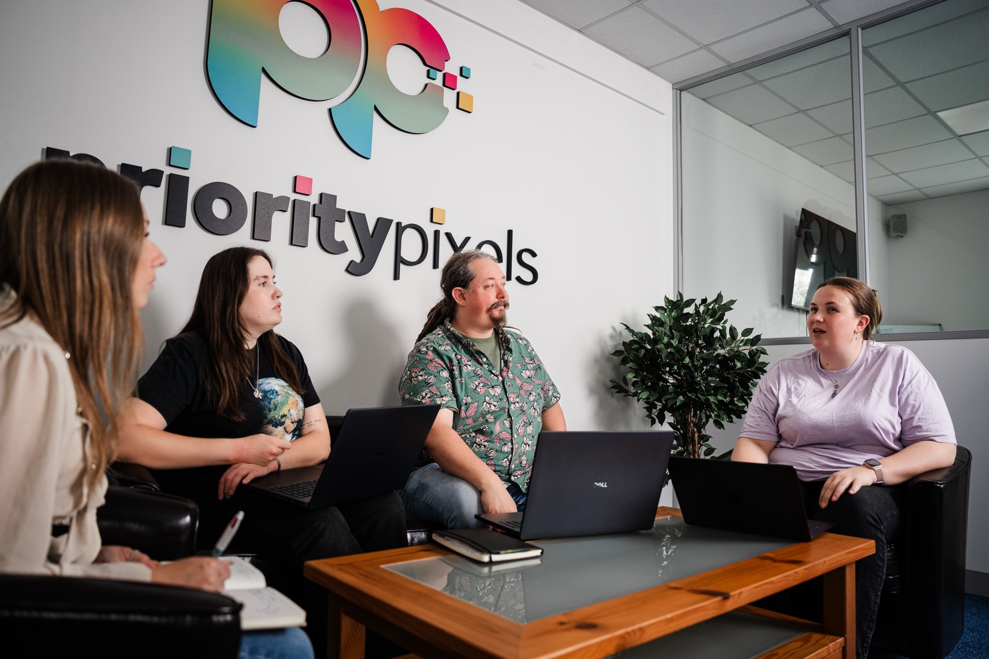 Priority Pixels team collaborating on a WordPress project